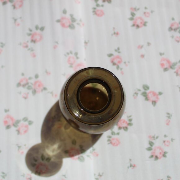 Vtg Buzz Williams 80' Studio Art Blown Glass Bud Vase amber-ish green MCM Signed - Picture 5 of 13